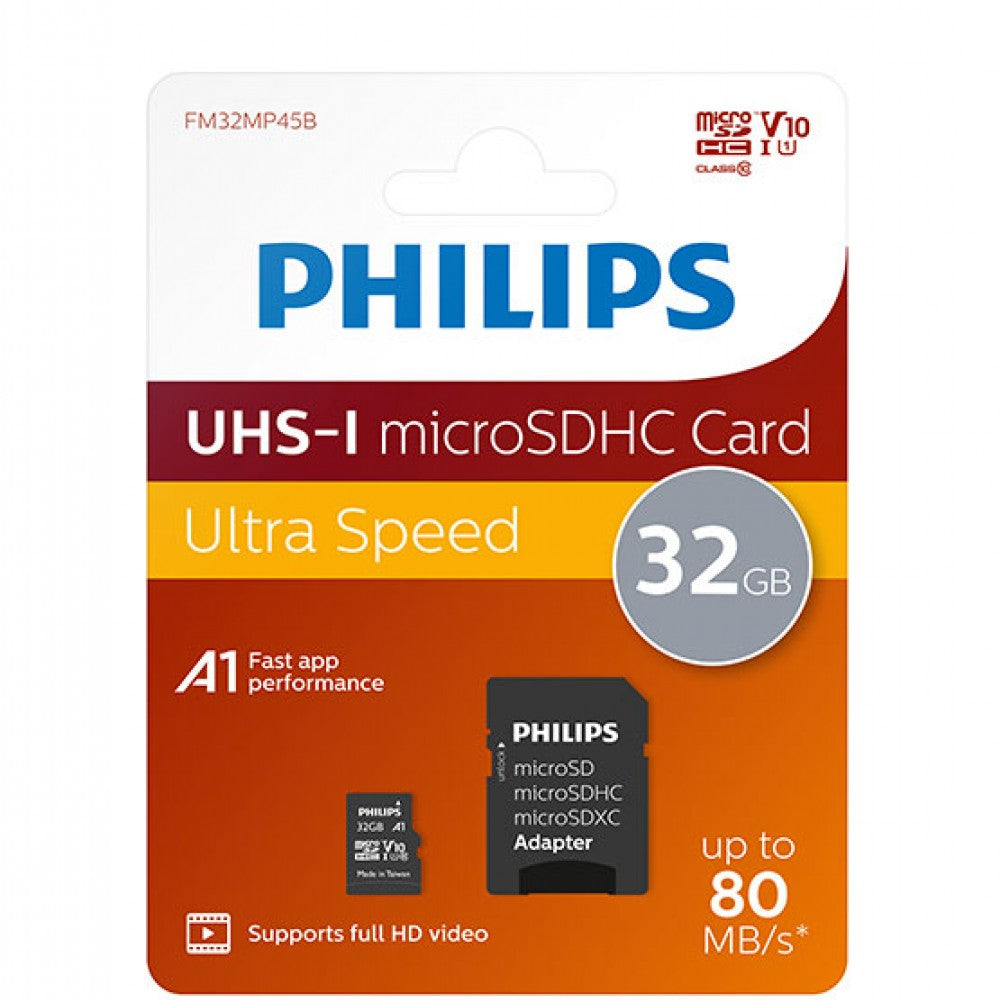 Philips MicroSD+adapter class10 UHS1 32GB