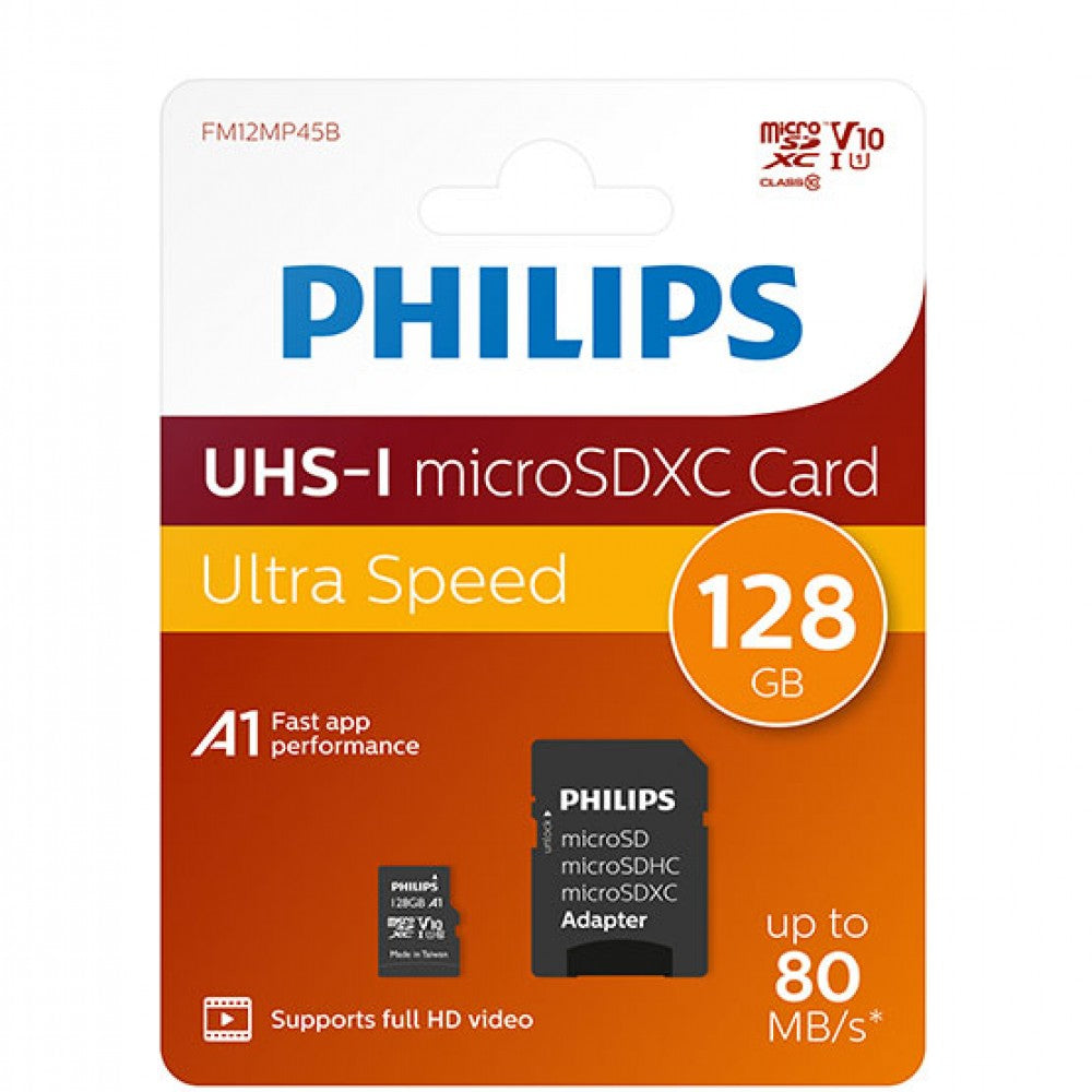 Philips MicroSD+adapter class10 UHS1 128GB