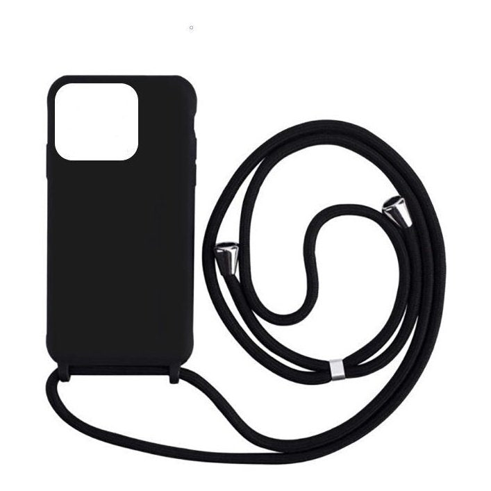 Premium Silicone Case With Cord for Redmi 12C Black 