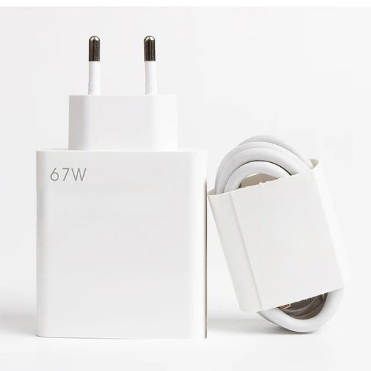 Gerlax 67W Charger with USB-A Port and Cable USB-C Data Cabel White