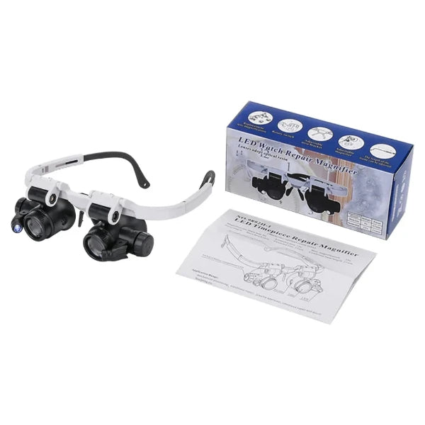 LED Lights Glasses Magnifier Head Mount Magnifying Glass Dual-Lens Eye Loupe Magnifier for Electronics Watch Repair