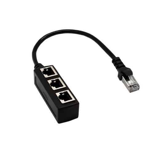 Ethernet Splitter Cable 24cm - RJ45 Male 1 to 3 Female Adapter, Passive LAN Network Extender
