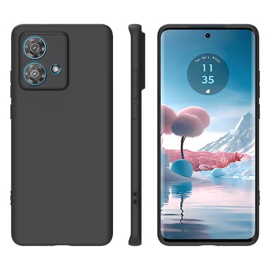 Premium Silicone Back Cover Case for Moto Edge 40 NEO (Black)