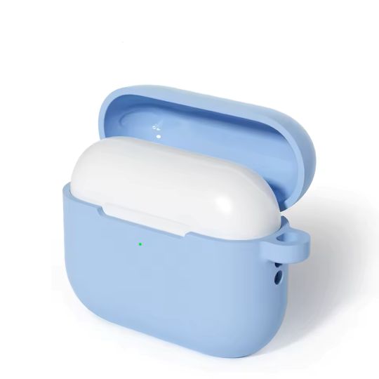 Soft Silicone Case with Clip Hook Silicone Case for Apple AirPods Pro 3 (Light Blue)