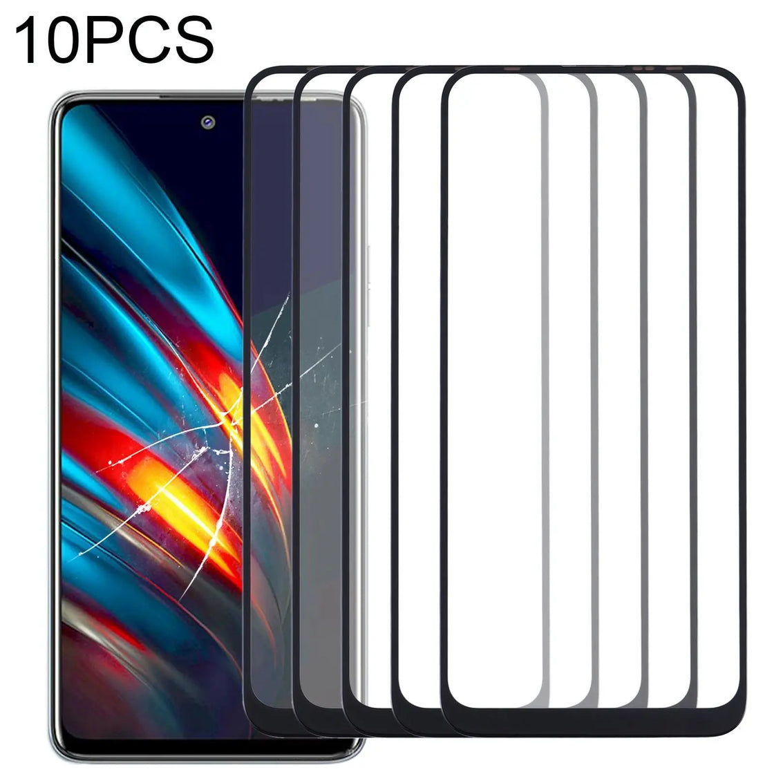 10pcs Tempered Glass For Samsung A31/A32/A22/A33 5G/F22/M32/ Realme V21 - Black (Full Screen)