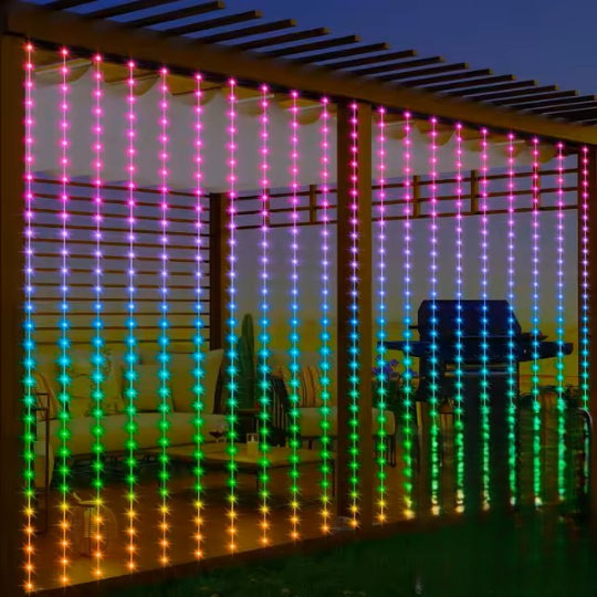LED Christmas Curtain Lights Clear Wire Curtain String Lights 2m x 1m -  (Multi Colour)