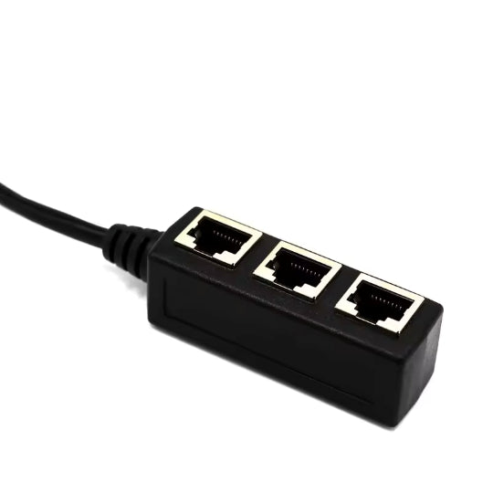 Ethernet Splitter Cable 24cm - RJ45 Male 1 to 3 Female Adapter, Passive LAN Network Extender