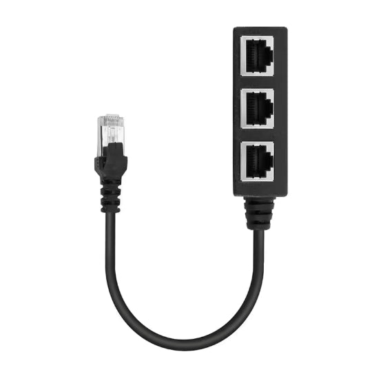 Ethernet Splitter Cable 24cm - RJ45 Male 1 to 3 Female Adapter, Passive LAN Network Extender
