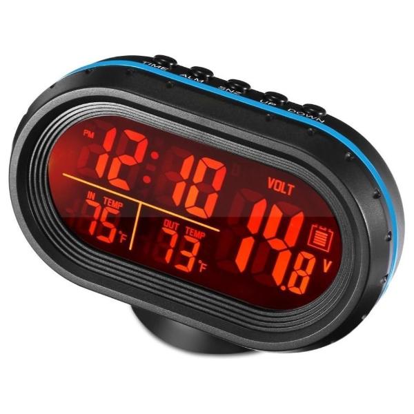 VST-7009V Digital Voltmeter / Thermometer / Car Clock 9.2×6.5×2.5cm Black/Red