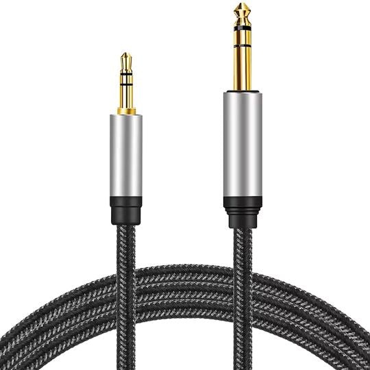 1m Stereo Braid Cord TRS 3.5mm to 6.35mm Jack Adapter AUX Audio Cable for MP3 Phone PC Guitar Amplifier Speaker
