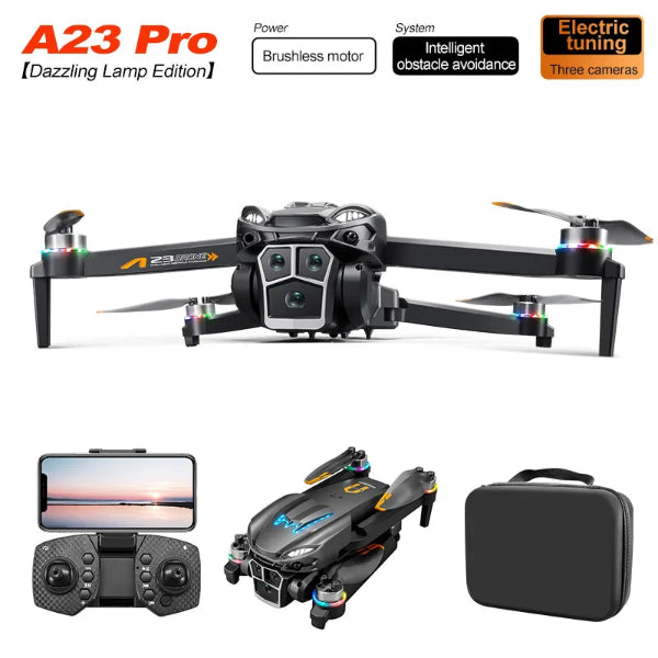 A23 Pro Foldable Drone with 6K Camera Remote Control Brushless Motor LED Lights
