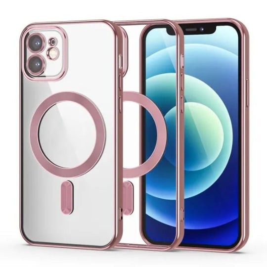 Magsafe Transparent Color Frame Case With Camera Lens Protector for Iphone 12