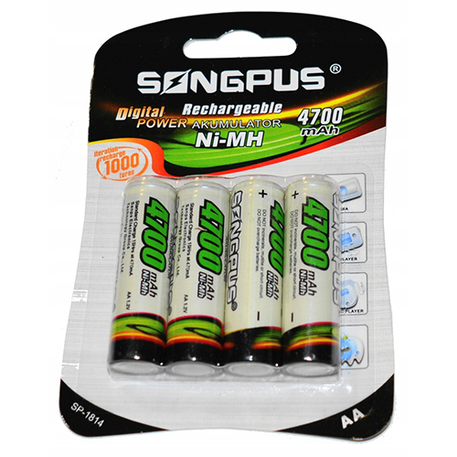 Songpus Rechargeable Batteries AA Ni-MH 4700mAh 1.2V 4pcs