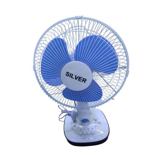 Silver 12" Desk Fan 35x22x47cm 40W White/Blue 1Pcs FT-30-4