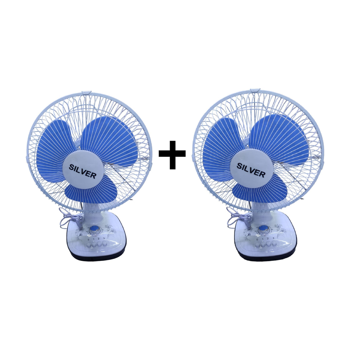 Silver Electric Fan 2pcs White/Blue