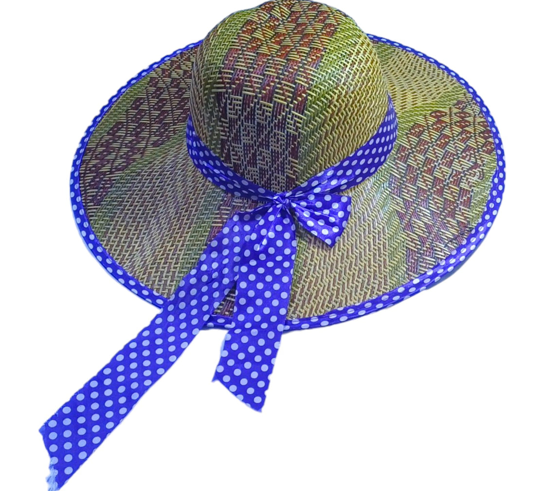 Summer Sun Hat-Adorable Bow Brown and Blue