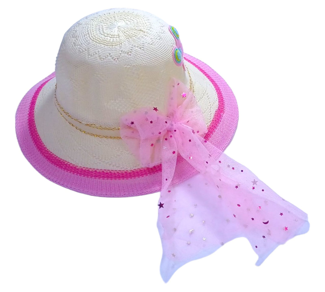 Summer Sun Hat-Adorable Bow White and Purple