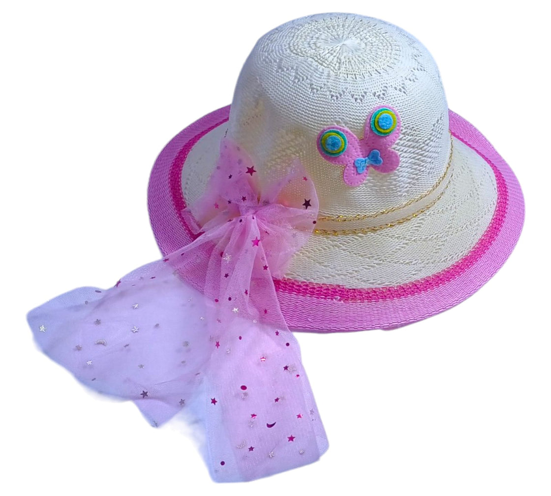 Summer Sun Hat-Adorable Bow White and Purple