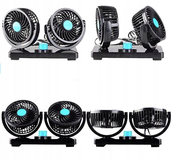 Car Fan 360' Rotatable Dual Head 2 Speed Auto Cooling Air Fan HX-T304
