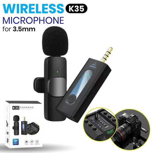 K35 Wireless Microphone  Lavalier Lapel for Camera  smartphone preto 3,5mm