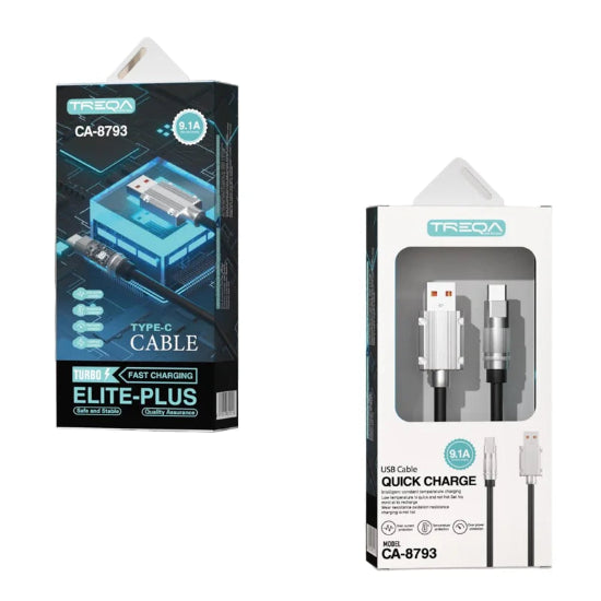 Cabel Treqa 9.1A Usb-A Male To Type-C Male Fast Charging Cabel 1M Black (CA-8793)