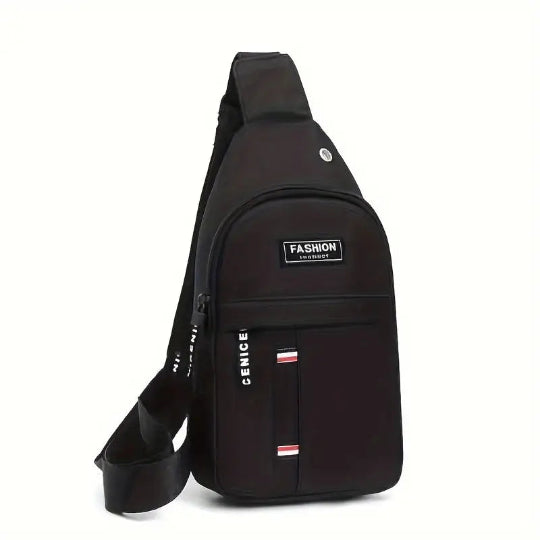 Men'S Bag Canvas Backpack Multi-Compartment, Adjustable Straps Black