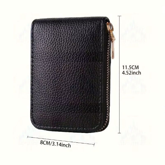 Premium Men & Women Wallet Multiple Card Slots, ID Card Holder And Zipper Pocket - Safe Travel And Everyday Use,Black