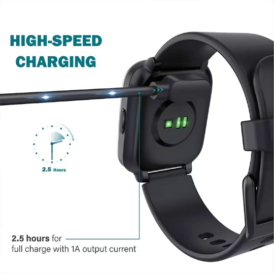 Smart Watch Charger Magnetic for Da Fit Smartwatch 2 Pin 4mm Pin-Pitch Charger Cable-60cm Black