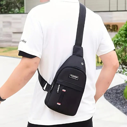 Men'S Bag Canvas Backpack Multi-Compartment, Adjustable Straps Black