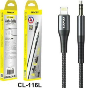 Awei CL-116L 3.5mm to Lightning Cable Black 1m (AW-CL-116L)