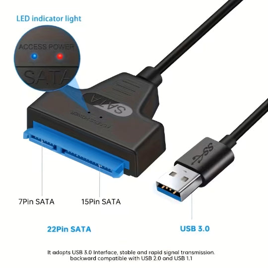 USB 3.0 to SATA Hard Drive Adapter - Flat Male-to-Male USB Cable,