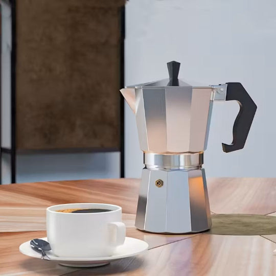 Moka Pot Feggrini aluminium for 6 cups of coffee (Silver)