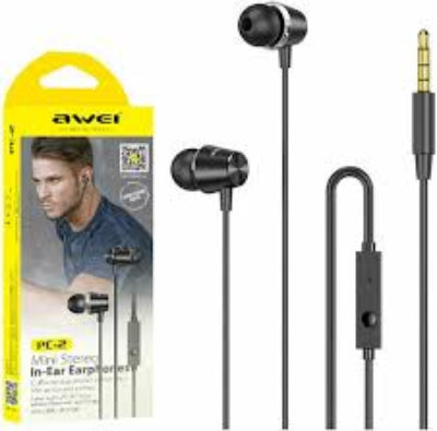 Awei PC-2 In-ear Handsfree 3.5mm Plug with Microphone Black