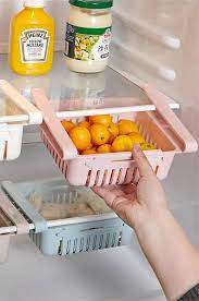 Stretchable Hanging Storage Rack Adjustable Kitchen Fridge Storage Rack Food Container Refrigerator Drawer Storage Boxes Rack Retractable Shelf Home Organizer