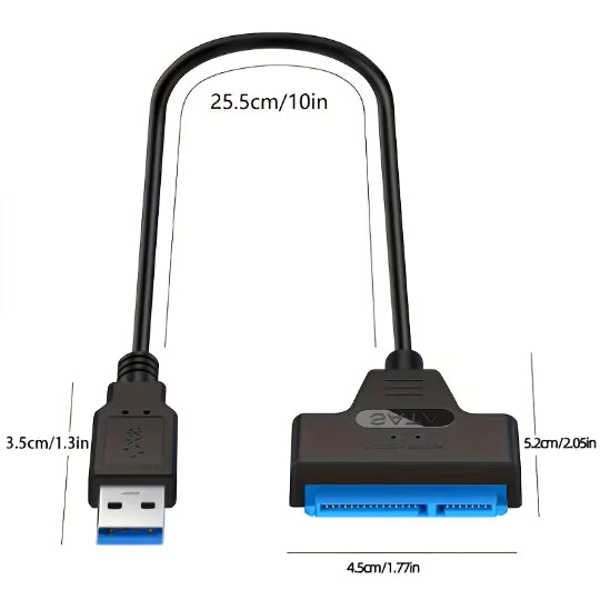 USB 3.0 to SATA Hard Drive Adapter - Flat Male-to-Male USB Cable,
