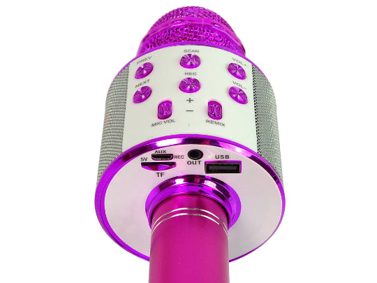 WS-858 Wireless Bluetooth Karaoke Handheld Microphone USB KTV Player Bluetooth Mic Speaker Record Music (Pink)