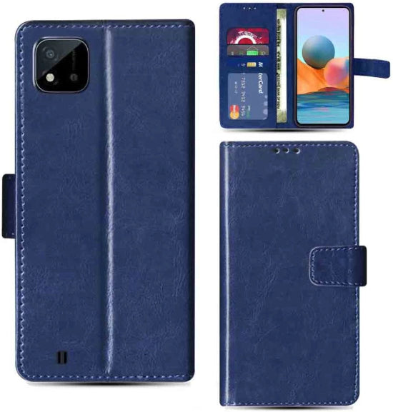 Case Mobile Phone Book Cover For Realme C11 2021 Blue