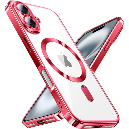 Magnatic Charging MagSafe Compatible Electroplated Transparent Case For Iphone 16