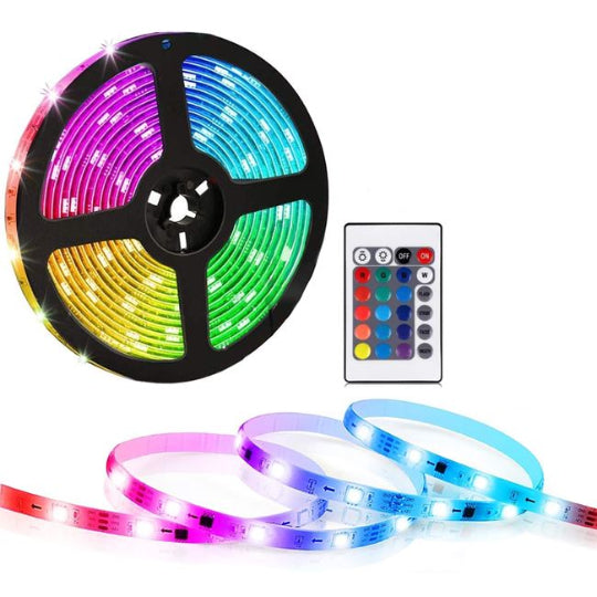 5m/Roll 5050 RGB Led Strip Light with white lighting remote control and power supply