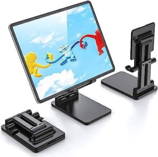 Adjustable Cell Phone Stand, Foldable Portable Phone Stand Phone Holder for Desk, Desktop Tablet Mobile Phone iPad (Black)