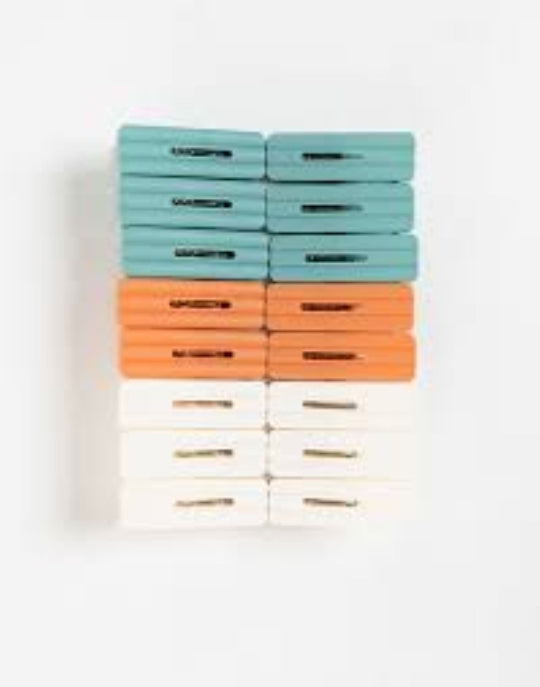 Laundry Line Clips Pegs Colored 16pcs