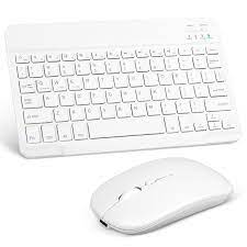 Rechargeable Bluetooth Keyboard and Mouse Combo Ultra Slim Full-Size Keyboard and Ergonomic Mouse for Laptop and All Bluetooth Enabled Mac/Tablet/iPad/PC/Laptop - Pure White