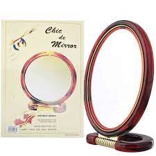 Chic de Double-sided oval Mirror A Hand,Table & Wall Mirror 15 x 15 cm No 417