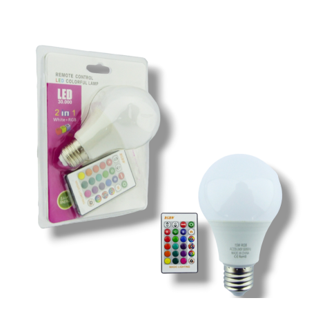 REMOTE CONTROL LED COLORFUL LAMP WHITE RGB 2 IN 1 15W