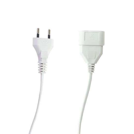 Lexman power extension cable, 1 socket, 2 x 0.75 mm², 2 m, white