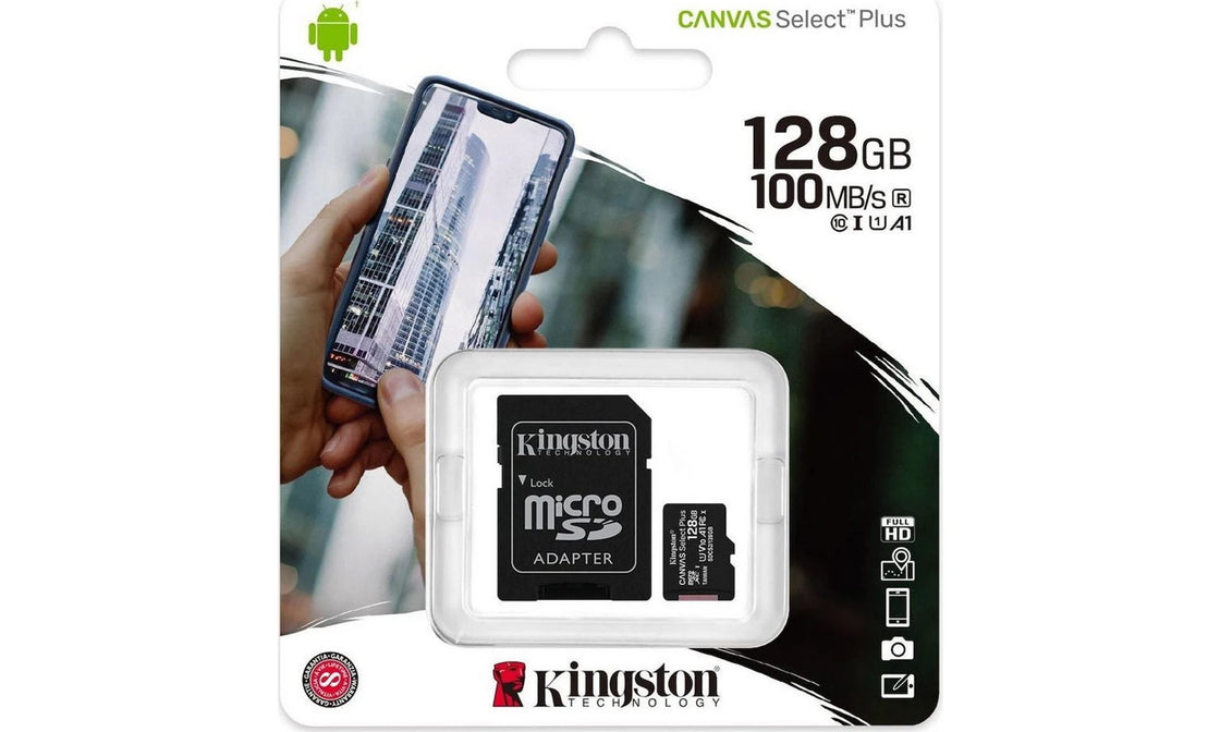 Kingston Canvas Select Plus microSD (microSDXC) 128GB class 10 UHS-I U1 V10 A1 - 100MB/s + adapter