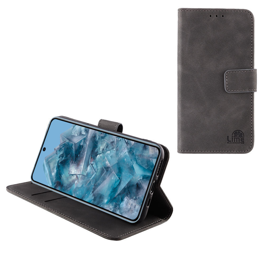 LIME CASE GOOGLE PIXEL 8 PRO 5G 6.7" ESSENTIAL MAGNET BOOK STAND CLIP GRAY