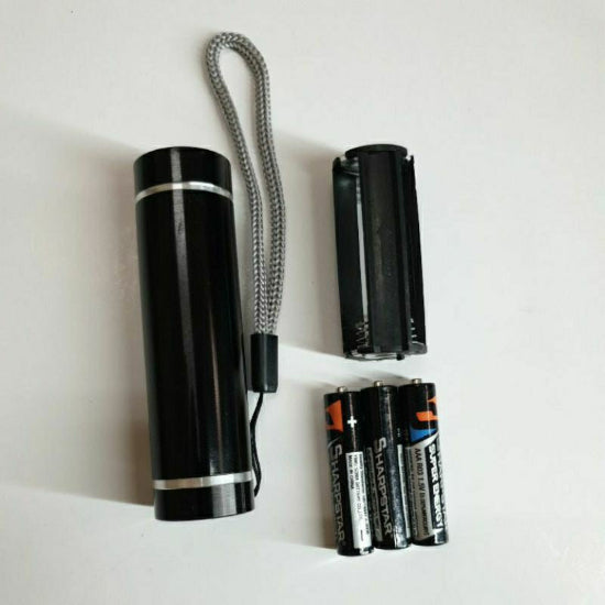 Small Torch COB LED Mini Aluminium Camping Hiking Work Pocket Light With Strap Power 3xAAA Battery