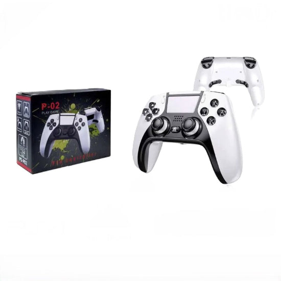 P-02 Wireless Bluetooth Controller For PS5 / PS4 Shock Joystick Gamepad Game (White)