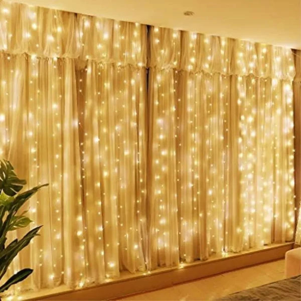 LED Christmas Curtain Lights  Wire Curtain String Lights 4m x 2m - Yellow